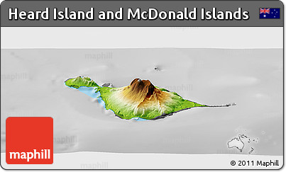 Physical Panoramic Map of Heard Island and McDonald Islands, desaturated