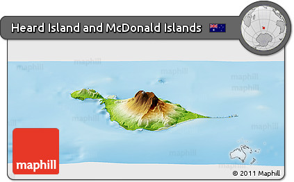 Physical Panoramic Map of Heard Island and McDonald Islands, lighten, land only