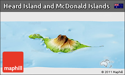 Physical Panoramic Map of Heard Island and McDonald Islands, lighten, land only