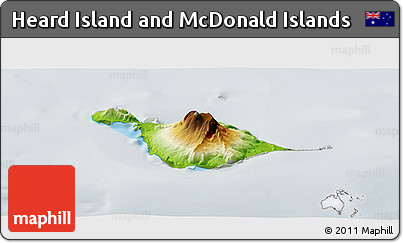 Physical Panoramic Map of Heard Island and McDonald Islands, lighten, semi-desaturated