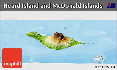 Physical Panoramic Map of Heard Island and McDonald Islands, political outside