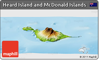 Physical Panoramic Map of Heard Island and McDonald Islands, semi-desaturated, land only