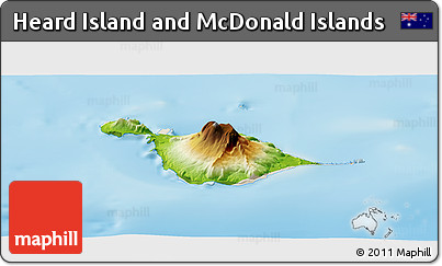 Physical Panoramic Map of Heard Island and McDonald Islands, shaded relief outside