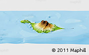 Physical Panoramic Map of Heard Island and McDonald Islands, single color outside, bathymetry sea, shaded relief sea