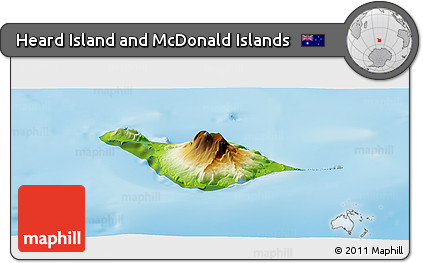 Physical Panoramic Map of Heard Island and McDonald Islands, single color outside