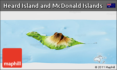 Physical Panoramic Map of Heard Island and McDonald Islands, single color outside