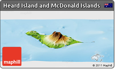 Physical Panoramic Map of Heard Island and McDonald Islands, single color outside