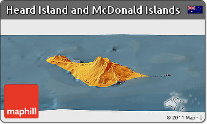 Political Panoramic Map of Heard Island and McDonald Islands, darken