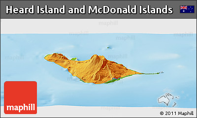 Political Panoramic Map of Heard Island and McDonald Islands, physical outside