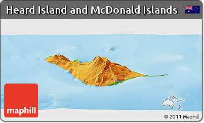 Political Panoramic Map of Heard Island and McDonald Islands, physical outside