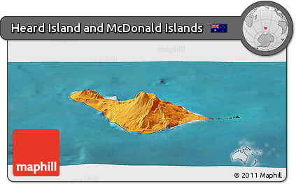 Political Panoramic Map of Heard Island and McDonald Islands, single color outside, satellite sea