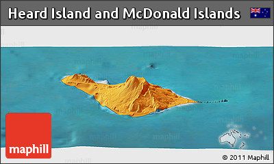 Political Panoramic Map of Heard Island and McDonald Islands, single color outside, satellite sea