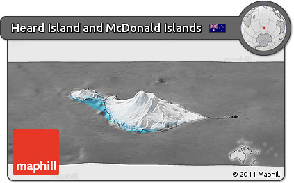 Satellite Panoramic Map of Heard Island and McDonald Islands, desaturated