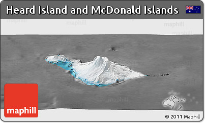 Satellite Panoramic Map of Heard Island and McDonald Islands, desaturated