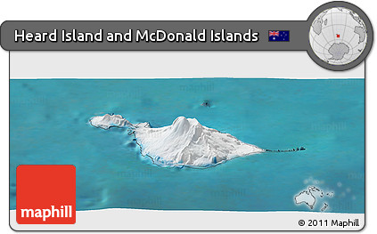 Satellite Panoramic Map of Heard Island and McDonald Islands
