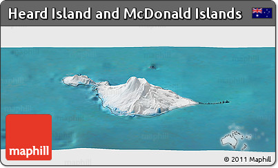 Satellite Panoramic Map of Heard Island and McDonald Islands