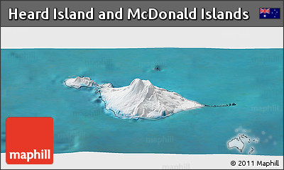 Satellite Panoramic Map of Heard Island and McDonald Islands
