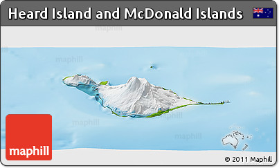 Satellite Panoramic Map of Heard Island and McDonald Islands, physical outside