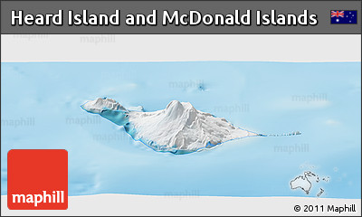 Satellite Panoramic Map of Heard Island and McDonald Islands, single color outside, shaded relief sea