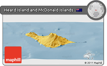 Savanna Style Panoramic Map of Heard Island and McDonald Islands, single color outside