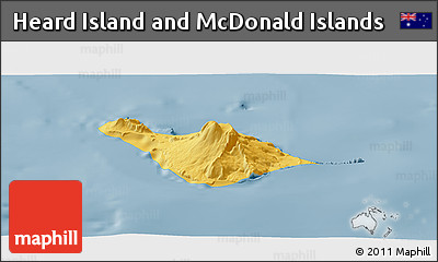 Savanna Style Panoramic Map of Heard Island and McDonald Islands, single color outside