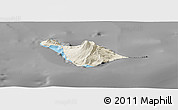 Shaded Relief Panoramic Map of Heard Island and McDonald Islands, darken, desaturated