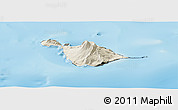 Shaded Relief Panoramic Map of Heard Island and McDonald Islands, darken, land only