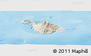 Shaded Relief Panoramic Map of Heard Island and McDonald Islands, desaturated, land only