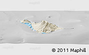 Shaded Relief Panoramic Map of Heard Island and McDonald Islands, desaturated