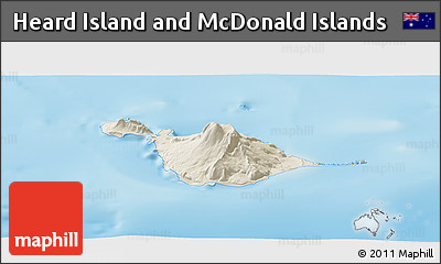 Shaded Relief Panoramic Map of Heard Island and McDonald Islands