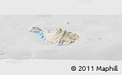 Shaded Relief Panoramic Map of Heard Island and McDonald Islands, lighten, desaturated