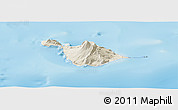 Shaded Relief Panoramic Map of Heard Island and McDonald Islands, lighten, land only