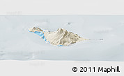 Shaded Relief Panoramic Map of Heard Island and McDonald Islands, lighten, semi-desaturated