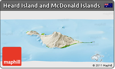 Shaded Relief Panoramic Map of Heard Island and McDonald Islands, physical outside