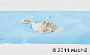Shaded Relief Panoramic Map of Heard Island and McDonald Islands, political shades outside, shaded relief sea