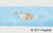 Shaded Relief Panoramic Map of Heard Island and McDonald Islands, semi-desaturated, land only