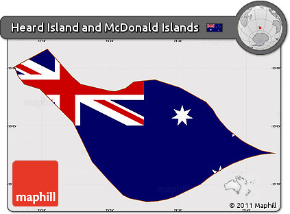 Flag Simple Map of Heard Island and McDonald Islands, flag centered