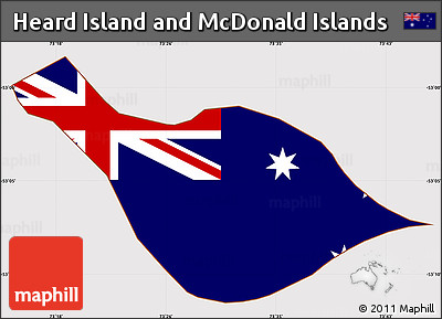Flag Simple Map of Heard Island and McDonald Islands, flag centered