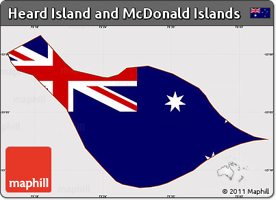 Flag Simple Map of Heard Island and McDonald Islands, flag centered