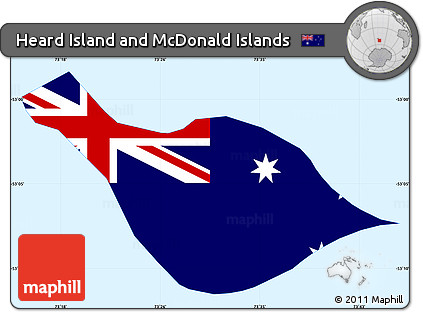 Flag Simple Map of Heard Island and McDonald Islands, single color outside, flag centered