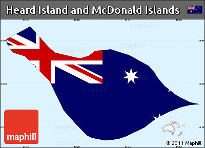 Flag Simple Map of Heard Island and McDonald Islands, single color outside, flag centered