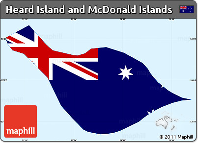 Flag Simple Map of Heard Island and McDonald Islands, single color outside, flag centered