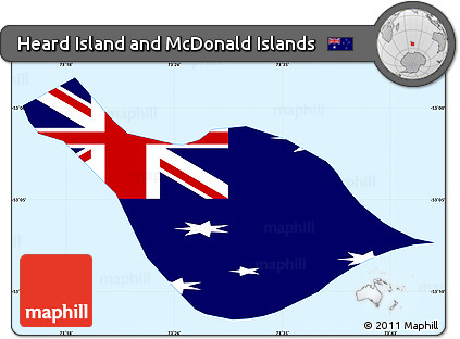 Flag Simple Map of Heard Island and McDonald Islands, single color outside, flag rotated