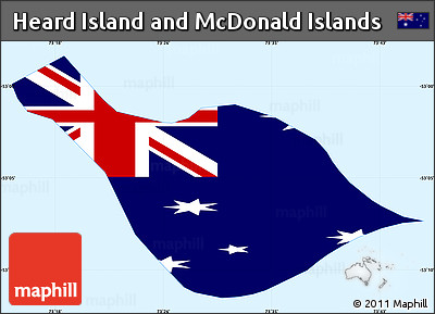 Flag Simple Map of Heard Island and McDonald Islands, single color outside, flag rotated