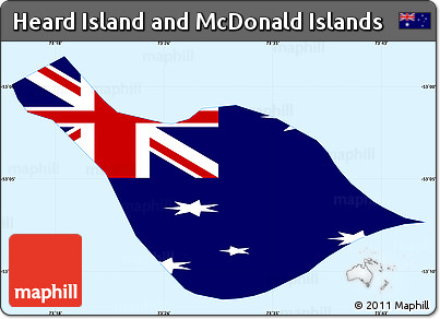 Flag Simple Map of Heard Island and McDonald Islands, single color outside, flag rotated