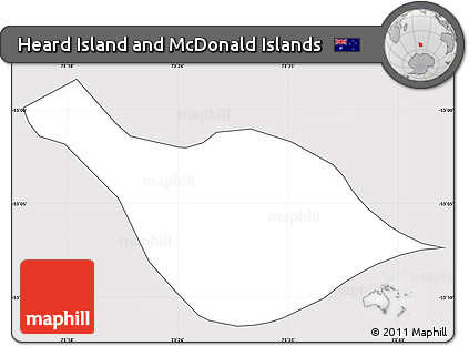 Silver Style Simple Map of Heard Island and McDonald Islands, cropped outside