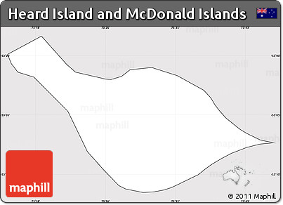 Silver Style Simple Map of Heard Island and McDonald Islands, cropped outside