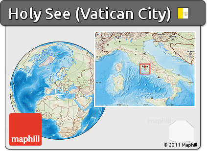 Physical Location Map of Holy See (Vatican City), lighten, land only