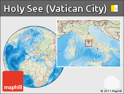 Physical Location Map of Holy See (Vatican City), lighten, land only