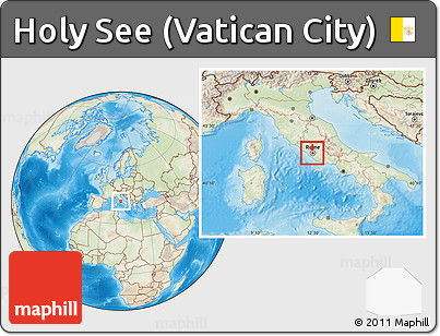 Physical Location Map of Holy See (Vatican City), lighten, land only